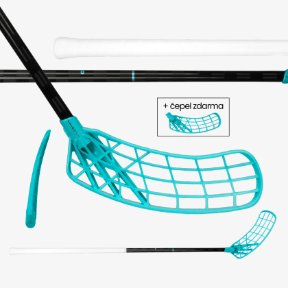 SALMING Q-Series Carbon Pro 2.0 Icon Trident TX 27 Black / Laguna Blue + čepel zdarma